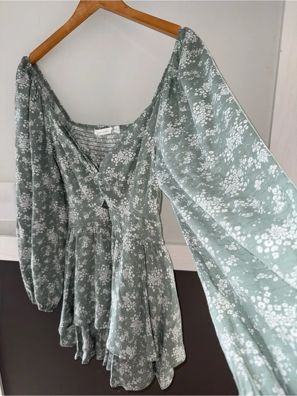 Altar'd State Sage Green Floral Romper